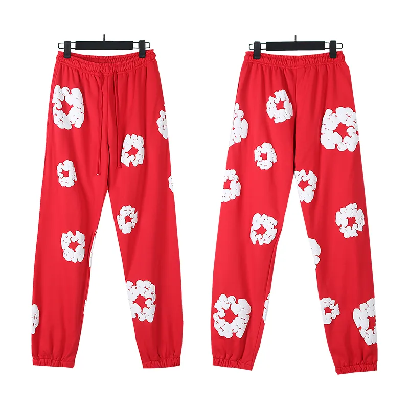 720# P186 Real shot DENIM TEARS main line Kapok foam printed American casual sweatpants Fabric 380g pure cotton terry cloth Color: black gray black-gray red dark green royal blue orange pink light blue carbon gray color blue white purple lake blue code number: S M L XL